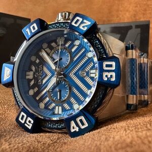 Invicta Bolt Men's Watch w/ 3D Dial 52mm Blue Steel Carbon NEW!